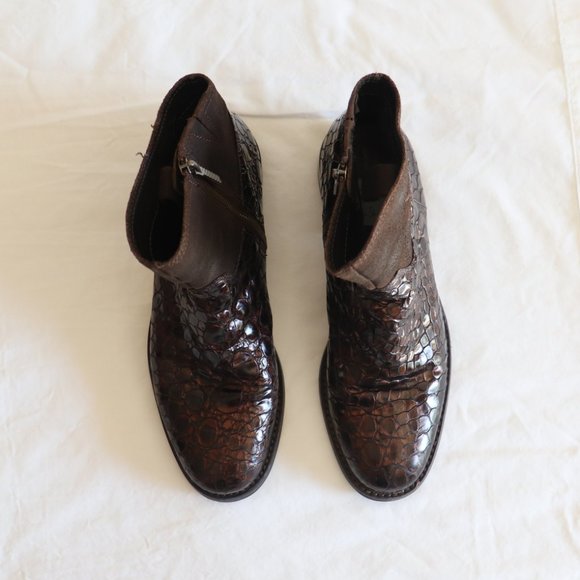 Donald J Pliner Leather Animal Print Moto Boots Brown Size 7.5M - Picture 3 of 9